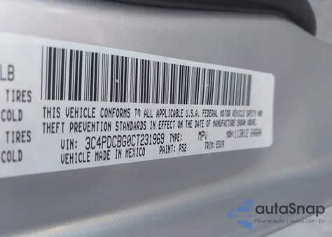 2012 Dodge Journey Sxt z USA, uszkodzony, nr VIN 3C4PDCBG0CT231969